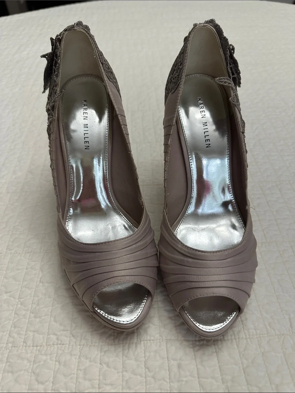 Karen Millen EU 39 US 8.5 Lace Heels & Matching Clutch Set Mauve Wedding Formal